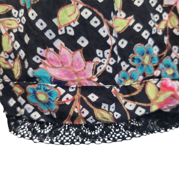 Sz 18/20 100% Cotton Multicolor Floral Lace Hem A Line Maxi Drawstring Skirt - Picture 3 of 4